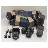 Nikon Camera, Zoom Lens, Flash, Film & Canvas Bag