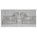 Vintage LE Smith Galloping Glass Horse Bookends