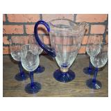Romanian Cobalt Blue & Clear Crystal 11' Pitcher