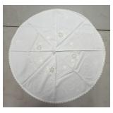 (C) Vintage Round Embroidered Tablecloth With