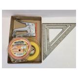(W) 12" Speed Square, Trimmer Line, Stapler &