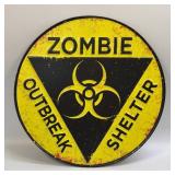 (E) Metal Sign Zombie Outbreak Shelter 12ï¿½
