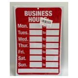 (E) Plastic Business Hours With Stickers 12ï¿½ X 8ï¿½