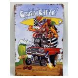 (E) Metal Sign Cruisinï¿½ Chevy! 8ï¿½ X 12ï¿½