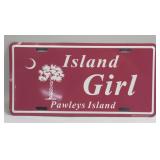 (E) Metal Island Girl Vanity Plate