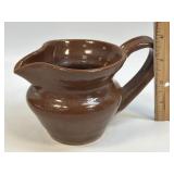 (C) Handmade Pottery Squatty Pitcher Signed