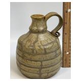 (C) Handmade Pottery Pitcher With Ribbon Handle