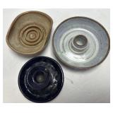 (B) 3 Pc Pottery Candle Holders 2 are Artist