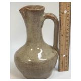 (B) Handmade Pottery Pitcher With Brown Glaze,