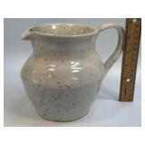 (B) Handmade Pottery Pitcher With Blue Speckled