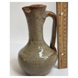(B) Handmade Pottery Pitcher With Brown Glaze,