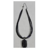 (SC) Vintage Beaded Black Statement Necklace With