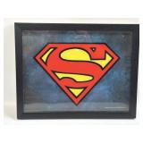 (E) Framed Glass Superman Sign 11ï¿½ X 14ï¿½