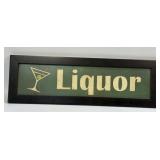 (E) Vintage Style Framed Liquor Glass Sign 5ï¿½ X