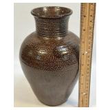 (C) Handmade Salt Glaze Pottery Vase Signed