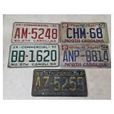 5 Vintage License Plates