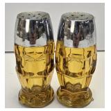 (G) Salt & Pepper Shakers As Pictured- Amber