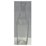 (B) Vintage Clear Glass Whiskey Bottle Embossed
