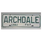 (C) 1982 Archdale License Plate