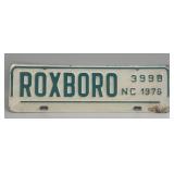 (C) 1976 Roxboro License Plate