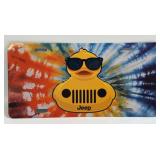 (E) Metal Jeep Tye Dye Duck Vanity Plate