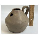 (B) Handmade Pottery Pitcher With Wavy Lines and