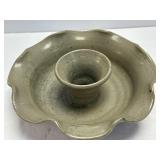 (B) Handmade Pottery Candle Holder Artist Signed