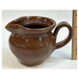 (C) Handmade Pottery Miniature Pitcher Signed