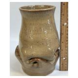 (C) Handmade Pottery Vase With Speckled Glaze and