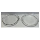 (B) 2 Pc Glass 9 1/2ï¿½ Pyrex Pie Plates