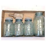 (F) Blue Ball Canning Jars & Clear Medicine