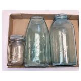 (F) Assorted Blue & Clear Canning Jars