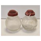 (G) Salt & Pepper Shakers As Pictured- Ribbed