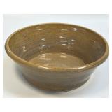 (B) Handmade Pottery Bowl With Brown Glaze Ribbed