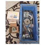 Blue Container w/ Tools & Electrical Supplies
