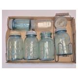 (F) Assorted Blue & Clear Canning Jars