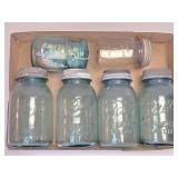 (F) Blue & Clear Canning Jars Quart & Pint Size