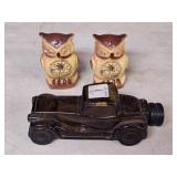 Owl Salt & Pepper Shakers & Avon Car