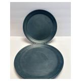 (B) 2pc Pottery Plates Artist Signed as Shown