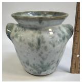 (B) Handmade Pottery Double Handle Vase Signed