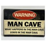 (E) Metal Sign Warning Man Cave 12ï¿½ X 8ï¿½