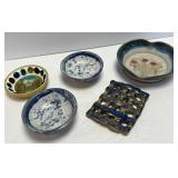 (B) 5 Assorted Pottery Pieces 4 Artist Signed and