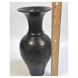 (B) Vintage Ebony Hand Carved Black Clay Vase
