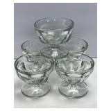 (B) Vintage Set Of 5 Small Clear Glass Footed