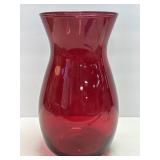(B) Ruby Red Glass Vase 10.5ï¿½ Tall