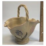 (B) Handmade Pottery Basket With Hand Painted