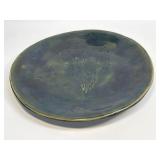 (B) Handmade Pottery Botanical Plate Signed
