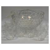 (B) Vintage FEDERAL GLASS PUNCH BOWL SET-BOWL,