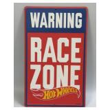 (E) Metal Sign Warning Hot Wheels Race Zone 6ï¿½ X
