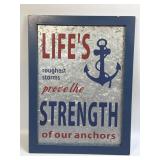 (E) Wooden Framed Metal Sign Lifeï¿½s Roughest